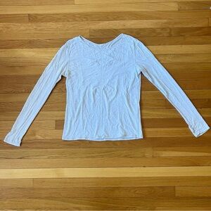 Lululemon White Workout Athleisure Lightweight Cotton Long Sleeve Tee 8